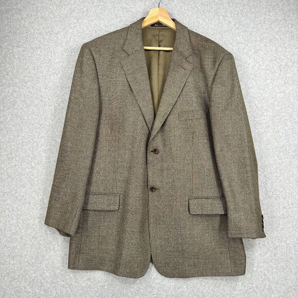 Lacrosse Blazer Mens 44R Brown Tweed Sport Coat Jacket 2-Button Silk Wool Italy - Picture 1 of 12